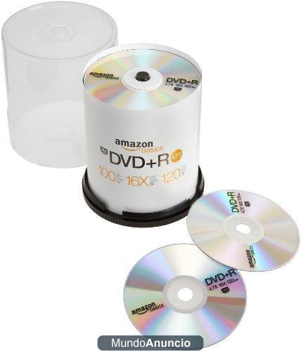 AmazonBasics - Torre de DVD+R de 4,7 GB (16x, 100 unidades)