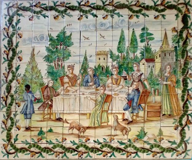 Mural azulejos pintados a mano