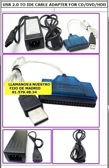 CABLES PARA SACAR DATOS DEL DISCO DURO USB TO IDE SATA S-SATA Converter CABLE Adaptor w/ P