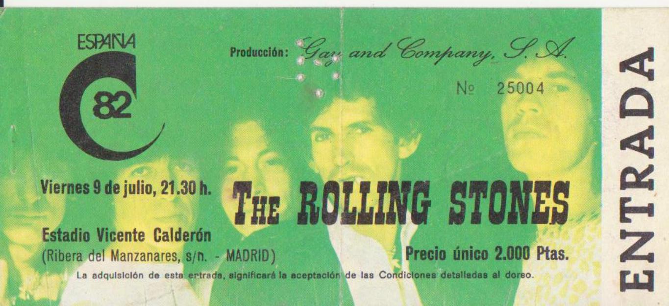 Entrada the rolling stones españa 1982