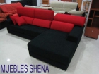 SOFA CHAISELONGUE MODERNA TAPIZADA NEGRA Y ROJA EXTRAIBLE Y RECLINABLE POR 749€ - mejor precio | unprecio.es