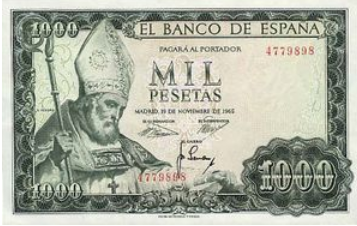 billetes 1000 pesetas año 1965
