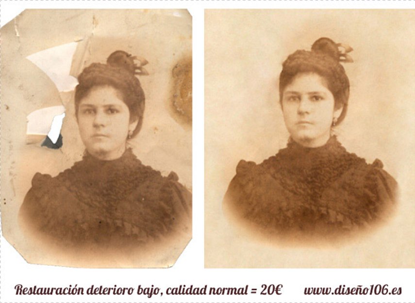 Restauración de fotos antiguas. Fotomontajes. Precios. Diseño106