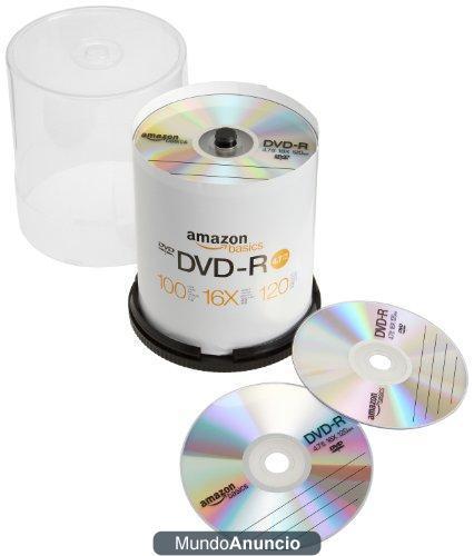 AmazonBasics - Torre de DVD+R de 4,7 GB (16x, 100 unidades)