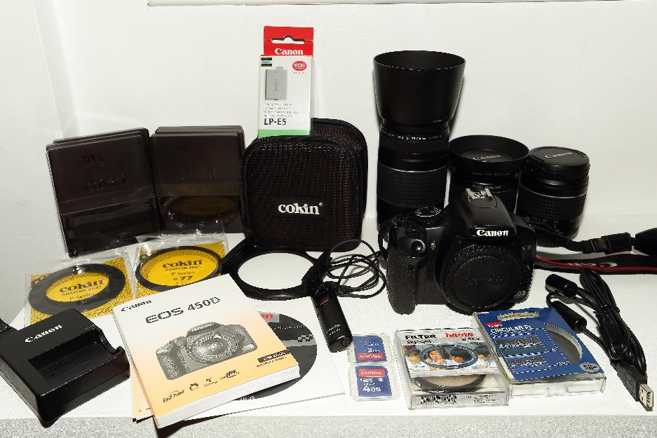 Canon EOS 450 D + 3 Objetivos + Accesorios