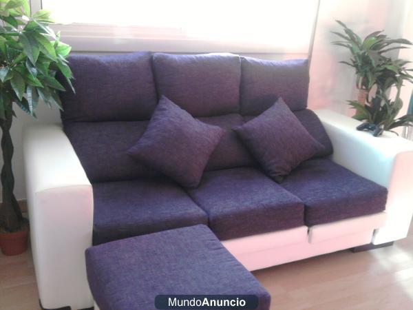 sillon de xarlon de color lila y blanco de piel + mueble blanco