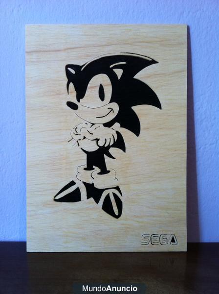 Sonic the hedgehog, cuadro de madera, envio