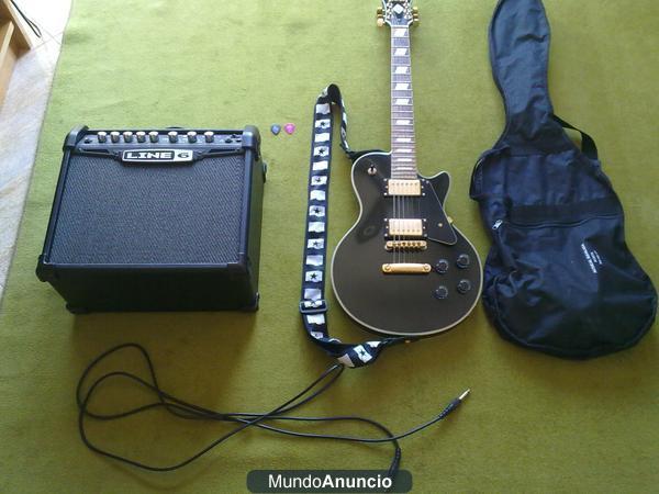 Guitarra Stagg + Amplificador Line 6 Spider IV + Púas + Correa + Cable + Funda