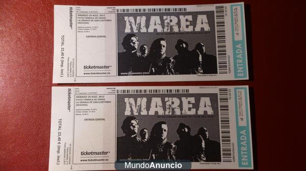 2 entradas concierto MAREA en Segovia 25 de agosto