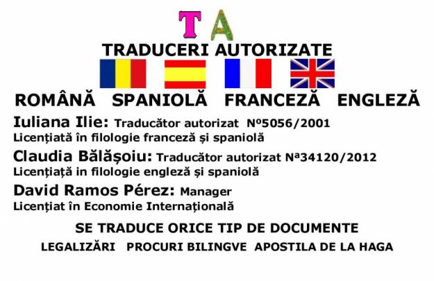 Traduceri autorizate romana-spaniola/ Apostila de la Haga / Procuri