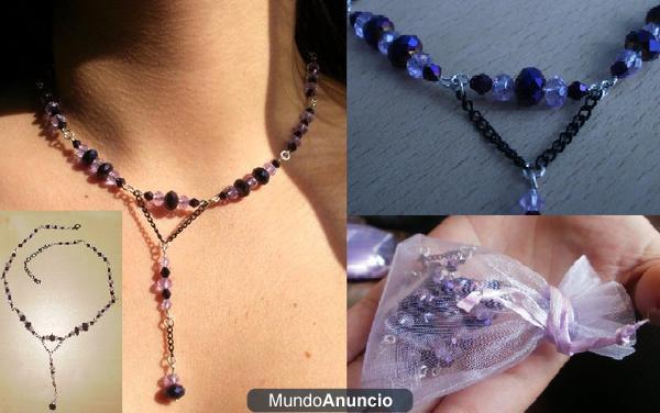 COLLAR LILA Y VIOLETA MUY BONITO HECHO A MANO