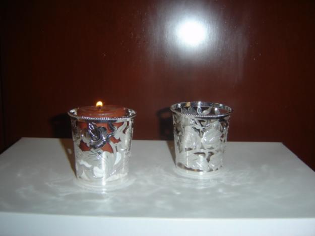 Porta-velas calados en plata fina