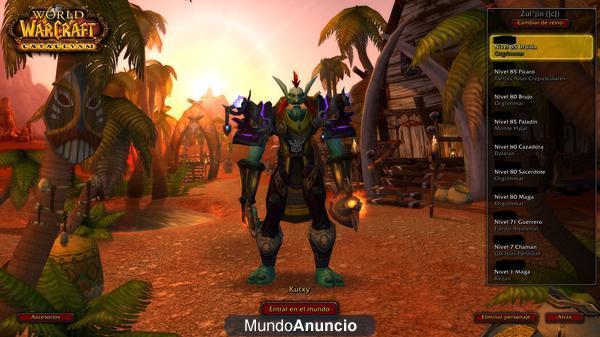 Vendo cuenta WoW con 350ks de oro, 3 85s y 4 80s. Zul\'jin Horda