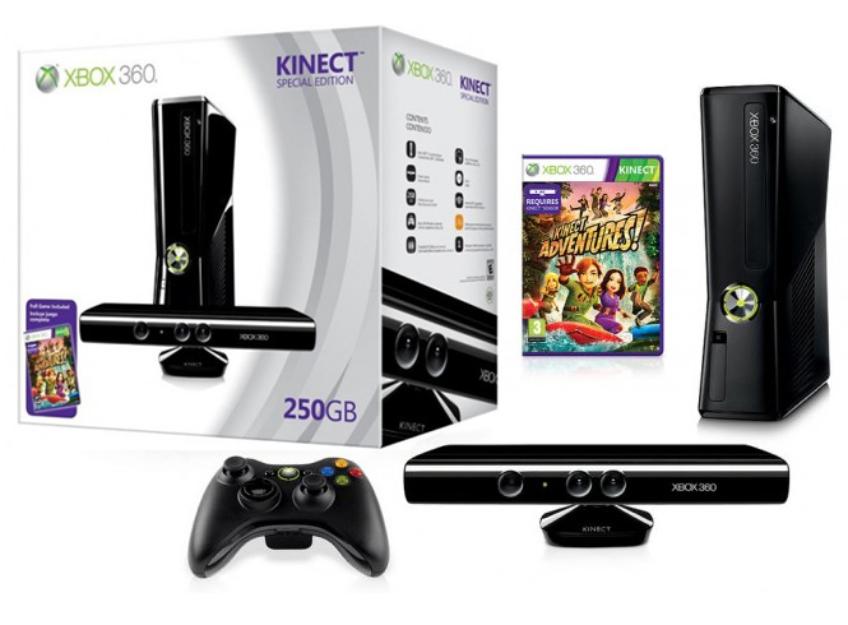 Xbox 360 Slim 250Gb + Kinnect + Mando y juego Kinnect Adventures