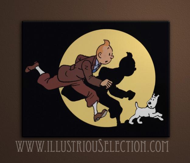 Tintín de Hergé. Cuadro pintado a mano (50x40cm) Óleo sobre lienzo.