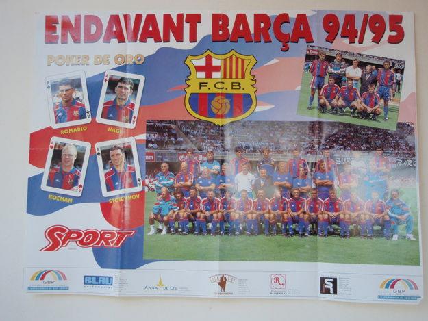 POSTER DEL BARÇA 1994/95. POQUER DE ASES:ROMARIO,KOEMAN,STOICHKOV Y HAGI