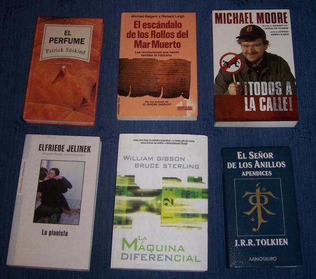 Libros originales: Gibson, Moore, Jelinek, Tolkien, Suskind ...