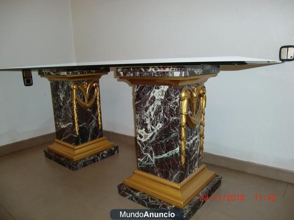 VENDO MESA DE DISEÑO ITALIANO, CRISTAL MARMOL Y MADERA. UNICA