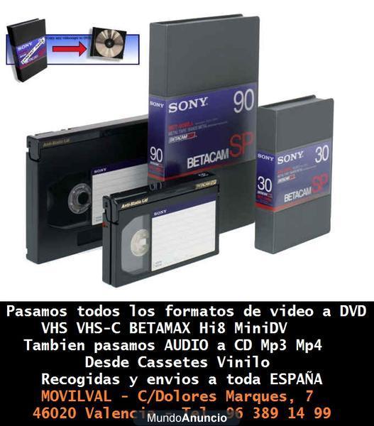 digitaliza tus videos vhs beta hi8 video8 a DVD 5€