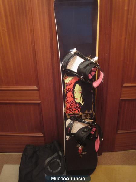 Tabla de Snowboard con fijaciones y funda, todo Nitro