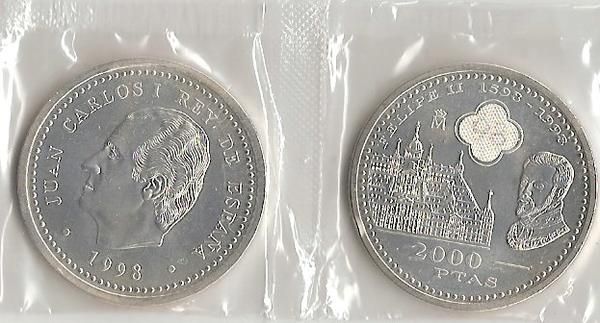 ¡OCASION! MONEDA DE PLATA DE 2000 PTAS S/C DEL AÑO 1998