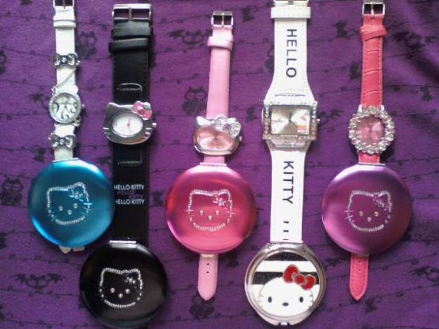 **HELLO KITTY** Reloj + Espejo de bolso ¡Lote nuevo!