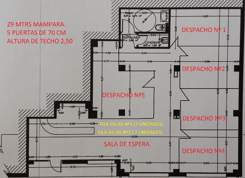 Alquiler consulta/despacho con recepcionista 250€