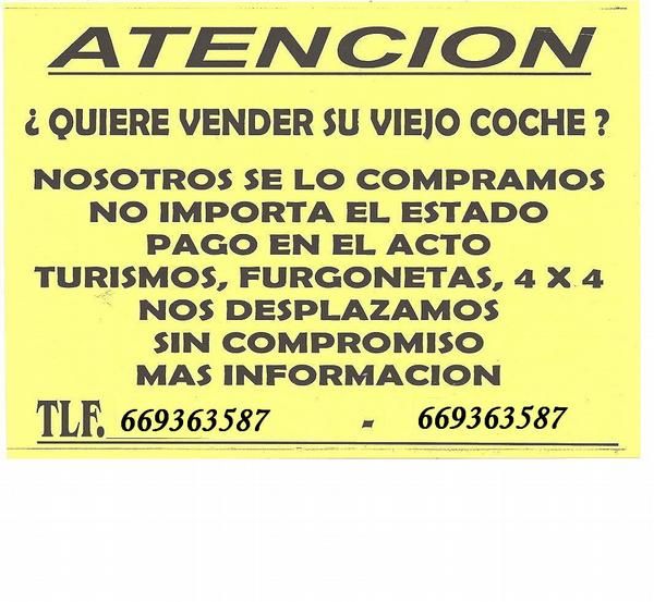 ¿QUIERE VENDER SU VIEJO COCHE?