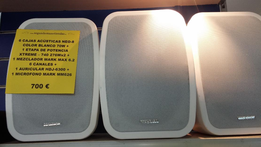 6 cajas acusticas neo-8  70w 1 etapa de potencia xtreme  1 mesclador  mark max