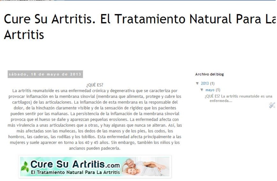 Cure su artritis. El tratamiento natural para la artritis