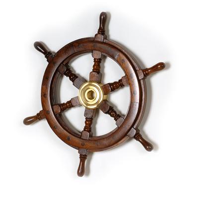 ruedas timón marinero madera barnizada