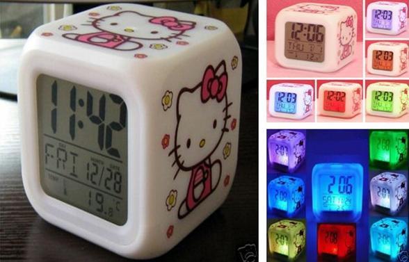 RELOJ DESPERTADOR MULTICOLOR CON TERMOMETRO DE HELLO KITTY