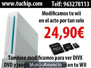 www.tuchip.com modificamos tu wii por tan solo 24.90 euros, tu wii estara lista en solo 15 minutos, entra en nuestra web