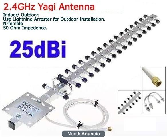ANTENA wifi YAGUI de 25 Dbi .con 18 elementos(Aluminio 58 centimetros)