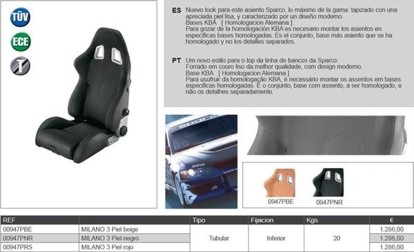 ASIENTO SPARCO PRESTIGE PIEL COLOR NEGRO