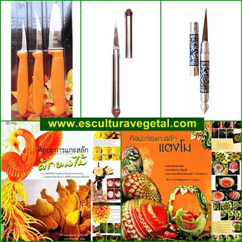 Mukimono, cuchillo Thai, libros y videos tallado frutas y verduras style Thai