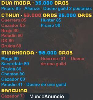 VENDO CUENTAO WOW CARGADITA DE PJS