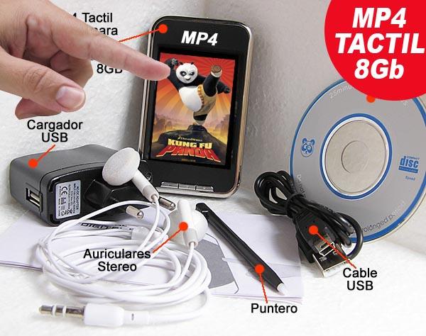 Reproductor MP4 tactil con Camara de fotos, Radio, memoria 8Gb