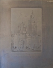 Plancha de acero grabado La Giralda, Catedral y Puerta del Perdón Sevilla, Rouargue S.XIX - mejor precio | unprecio.es