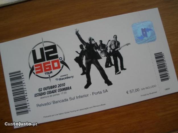 10  entradas para U2 em Coimbra dia 2