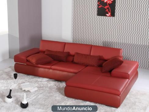 Sofá de diseño con chaise longue piel blanca