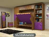 MUEBLES PARCHIS, mueble cama doble para pared de pladur/mueble abatible doble/