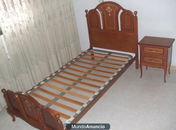 Estructura de cama 90x180 y mesilla en madera