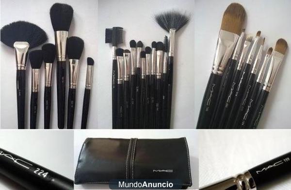 24 brochas de maquillaje mac con una manta para guardarlas