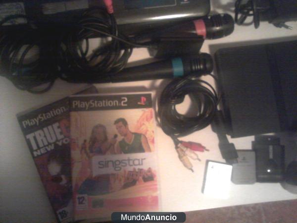 Play station 2 + sing star con micros + juegos se venden