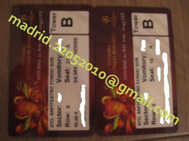 2 bolis Bic + 2 Tickets Uefa Champions League Final Madrid 22/05/2010