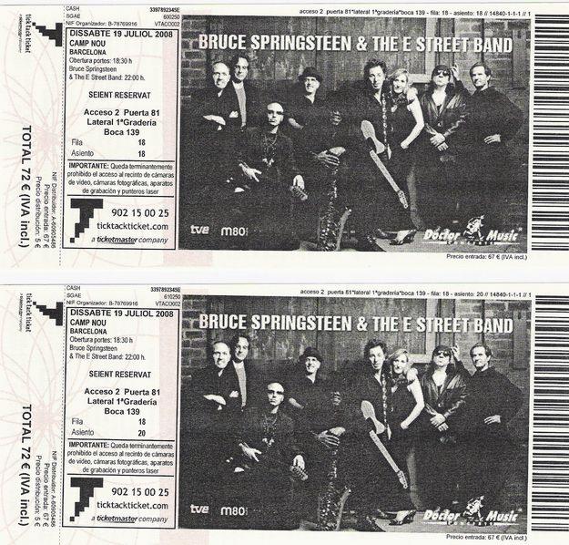 2 entradas concierto Bruce Springsteen el 19 de julio en Barcelona