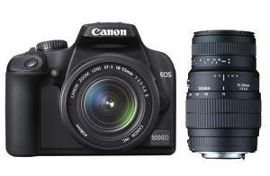 Camara reflex digital Canon EOS 1000D + 2 objetivos + accesorios