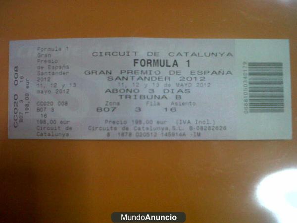 URGE- Vender 2 abonos para los días 11, 12 y 13 de Mayo. Montmelo