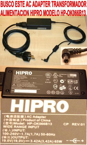 BUSCO URGENTE ESTE AC ADAPTER TRANSFORMADOR ALIMENTACION HIPRO MODELO HP-OK066B13